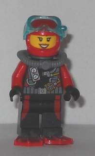 LEGO Minifigure-Scuba Diver, Female, Red Flippers-Town / City / Deep Sea Explorers-CTY559-Creative Brick Builders